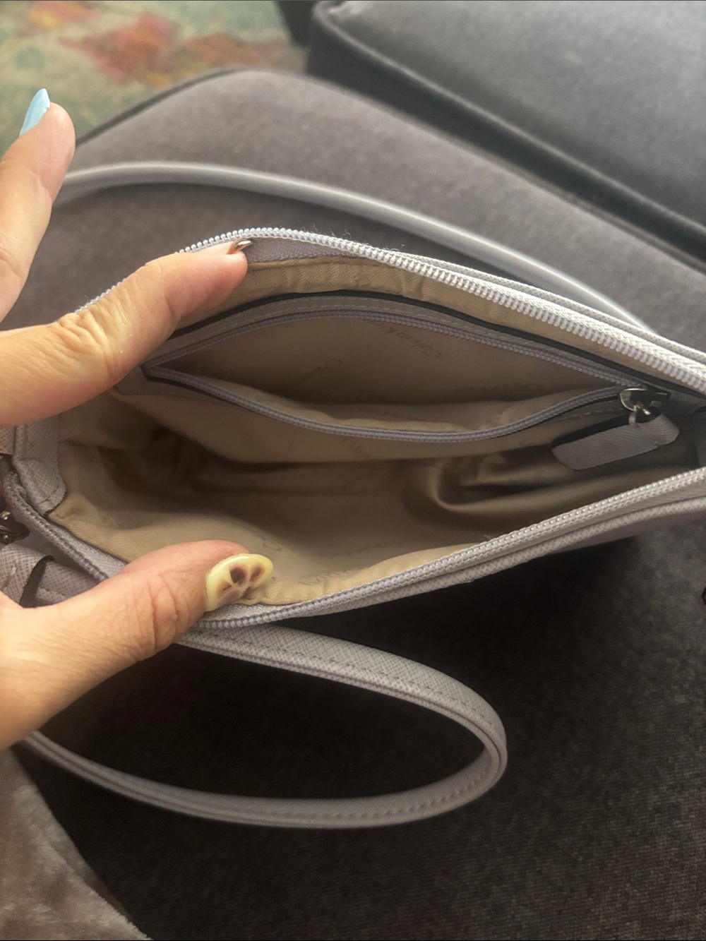 Calvin Klein Light grey lilac Saffiano Crossbody Bag - Picture 2 of 3